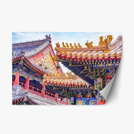 Adesivo riposizionabile antica bellezza del tempio Lama di Beijing • Wallissimo®