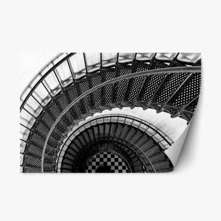 Adesivo riposizionabile spirale architettonica in bianco e nero • Wallissimo®