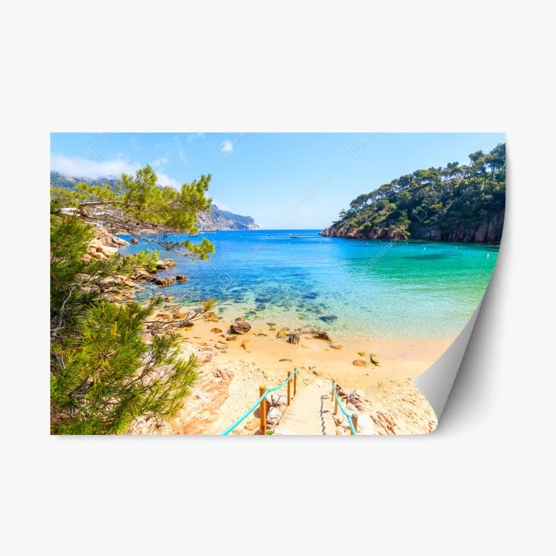 Adesivo riposizionabile scalinata verso la baia idilliaca di Aiguablava, Costa Brava