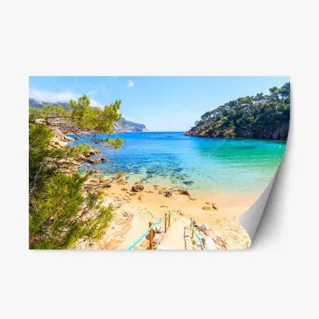 Adesivo riposizionabile scalinata verso la baia idilliaca di Aiguablava, Costa Brava • Wallissimo®