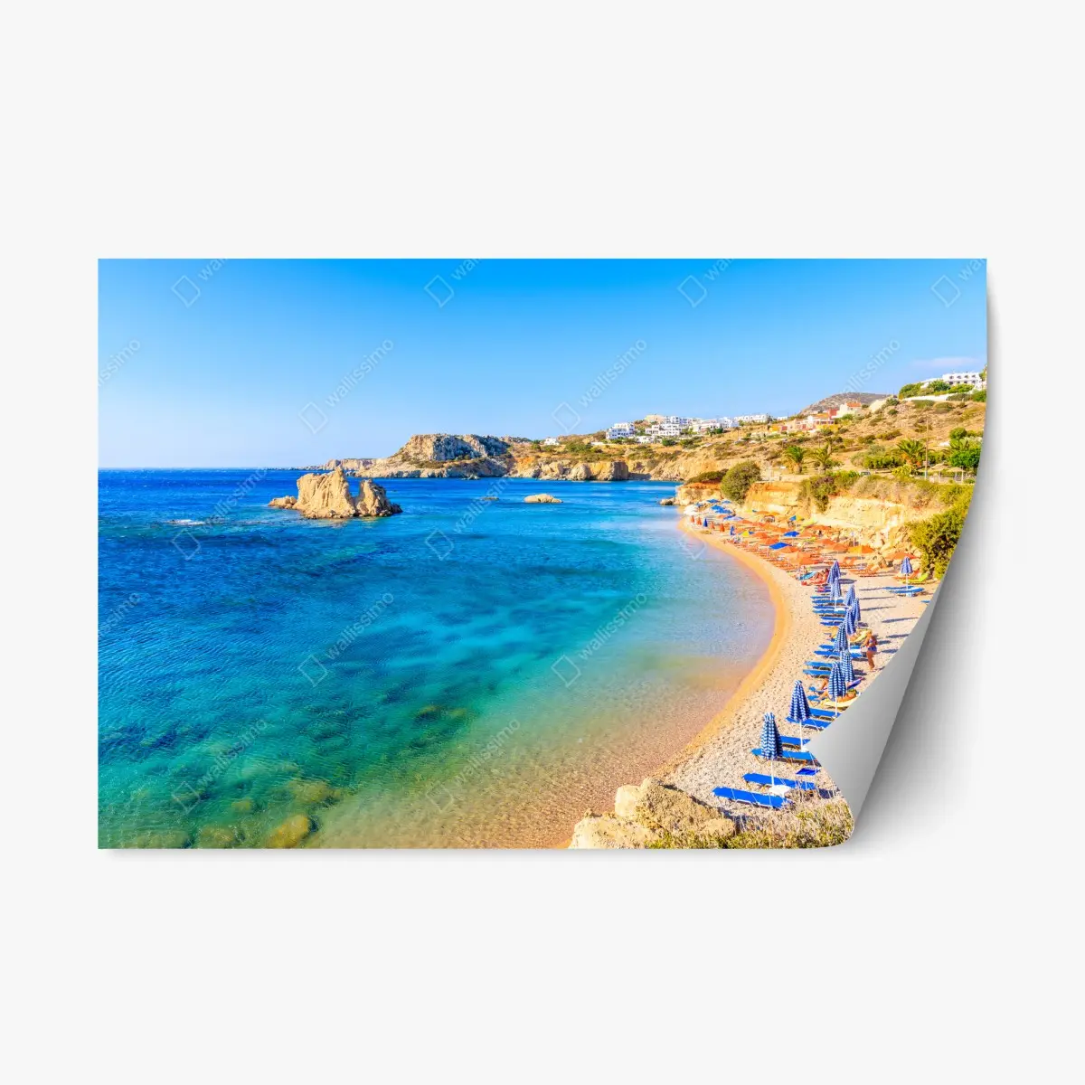 Adesivo riposizionabile baia turchese di Ammopi, Karpathos • Wallissimo®