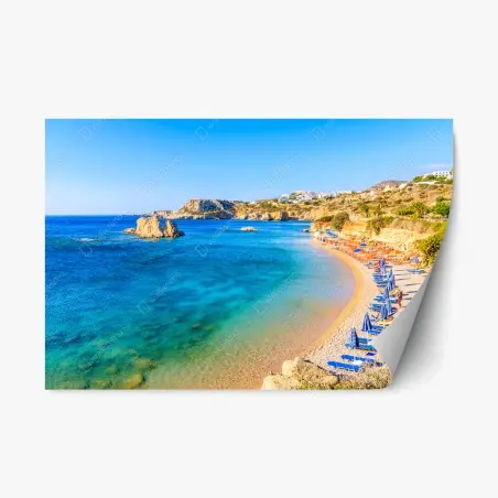Adesivo riposizionabile baia turchese di Ammopi, Karpathos • Wallissimo®