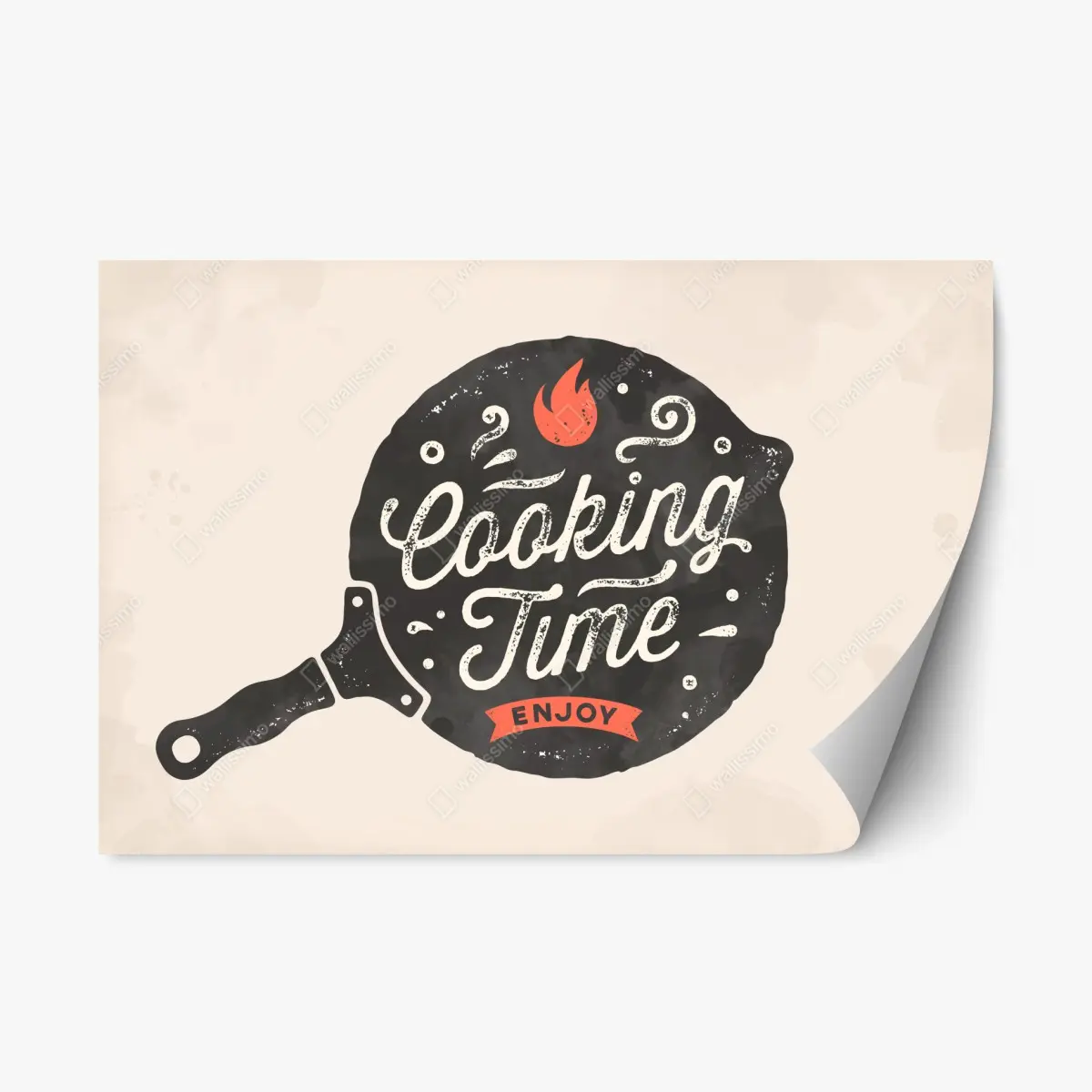 Adesivo riposizionabile grafica padella vintage per decorazione cucina • Wallissimo® Adesivo riposizionabile grafica padella vintage per decorazione cucina • Wallissimo®