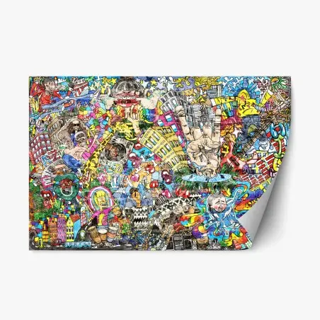 Adesivo riposizionabile esplosione urbana di colore e musica • Wallissimo®