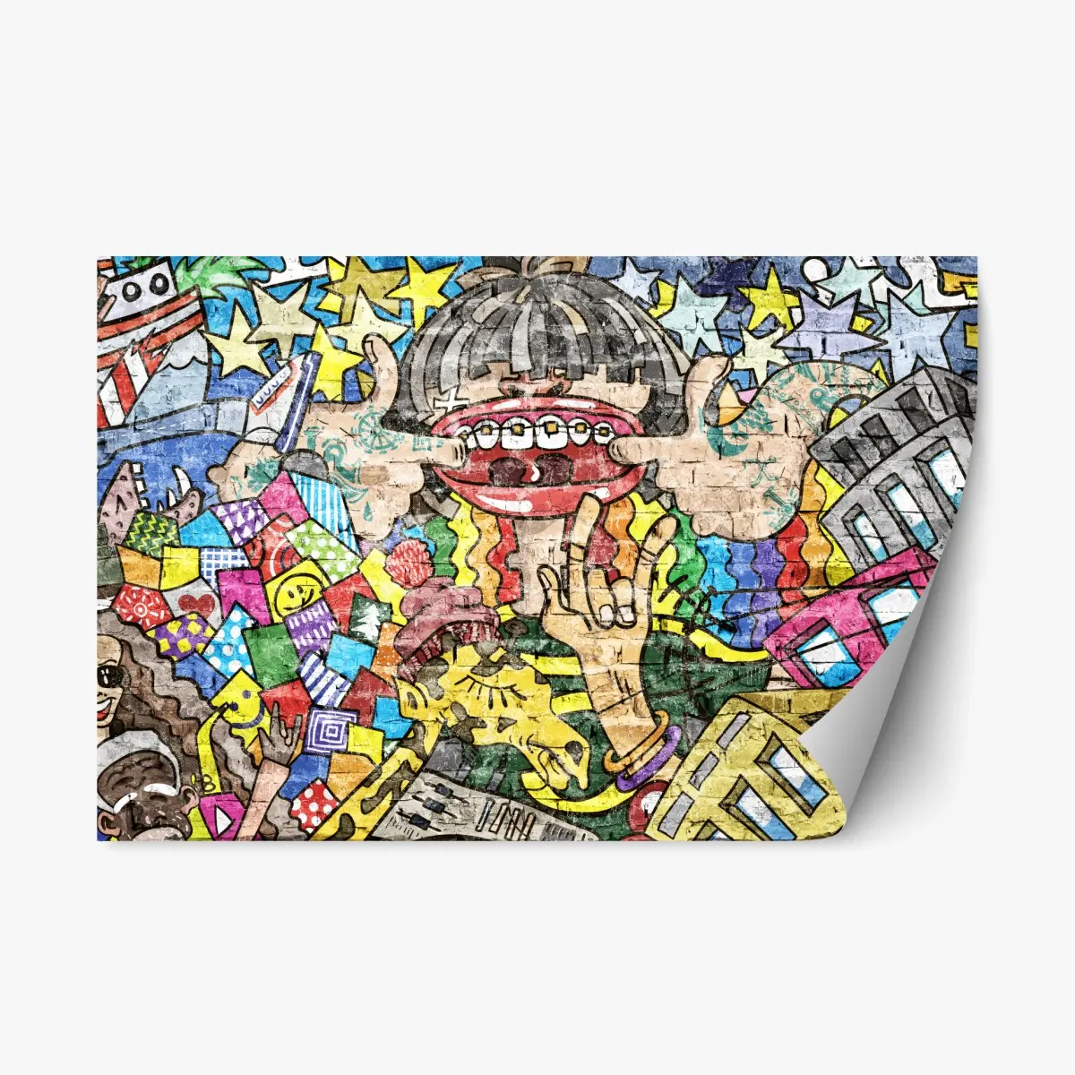 Adesivo riposizionabile murale pop urbano colorato • Wallissimo®