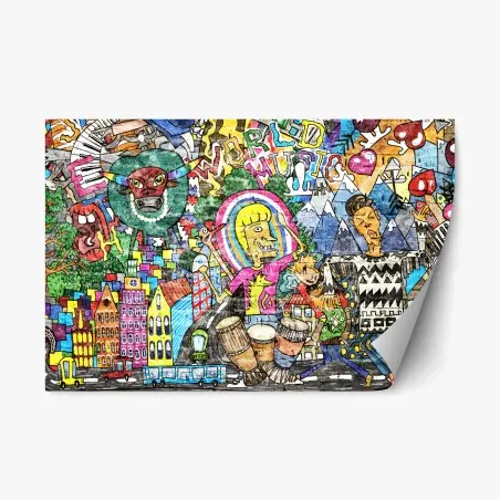 Adesivo riposizionabile esplosione di colore urbano e musica • Wallissimo®