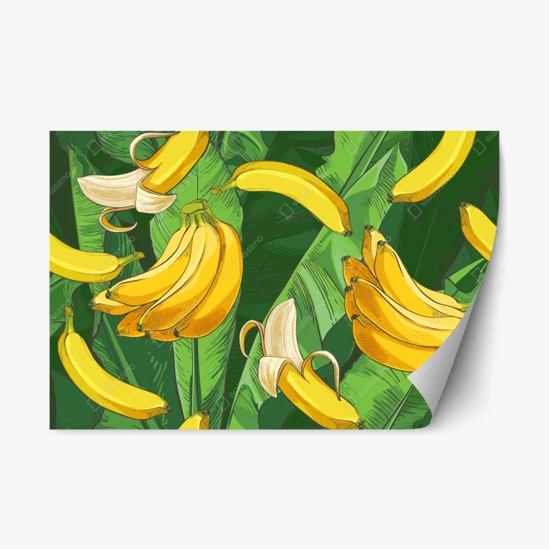 Adesivo riposizionabile motivo tropicale con banane e foglie