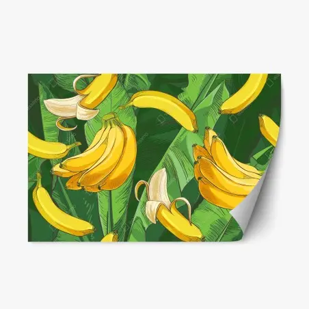 Adesivo riposizionabile motivo tropicale con banane e foglie • Wallissimo®