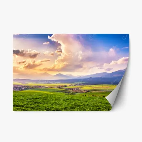 Adesivo riposizionabile paesaggio primaverile dei Tatra • Wallissimo®