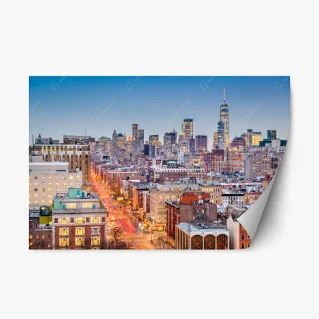 Adesivo riposizionabile tramonto su Manhattan: skyline di New York • Wallissimo®