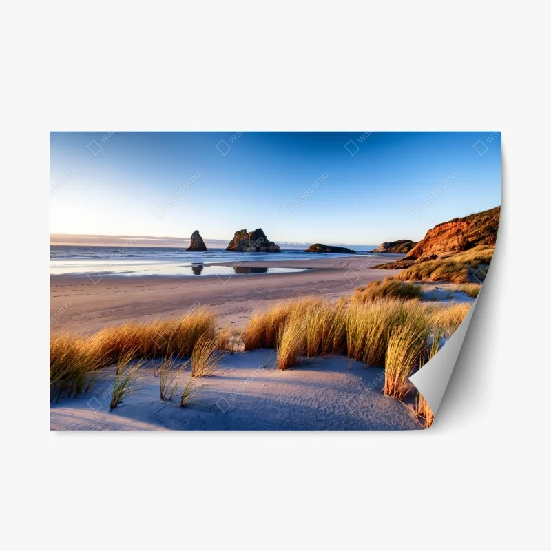 Adesivo riposizionabile paesaggio costiero a Wharariki, Nuova Zelanda