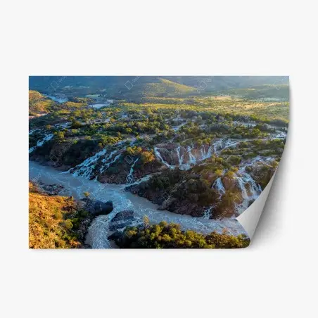 Adesivo riposizionabile alba alle cascate Epupa sul fiume Kunene • Wallissimo®