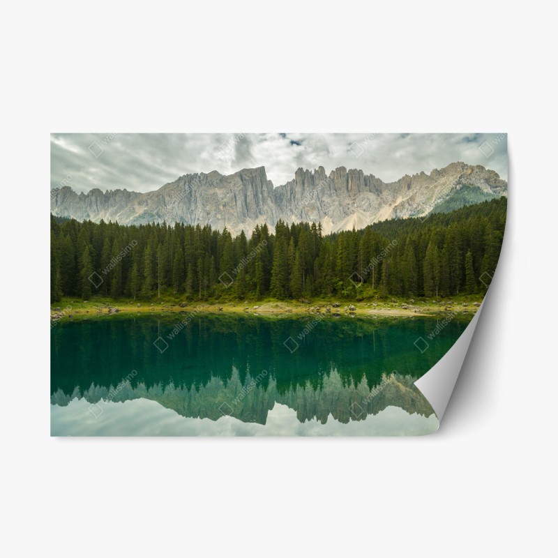 Adesivo riposizionabile riflessi delle Dolomiti sul Lago di Carezza