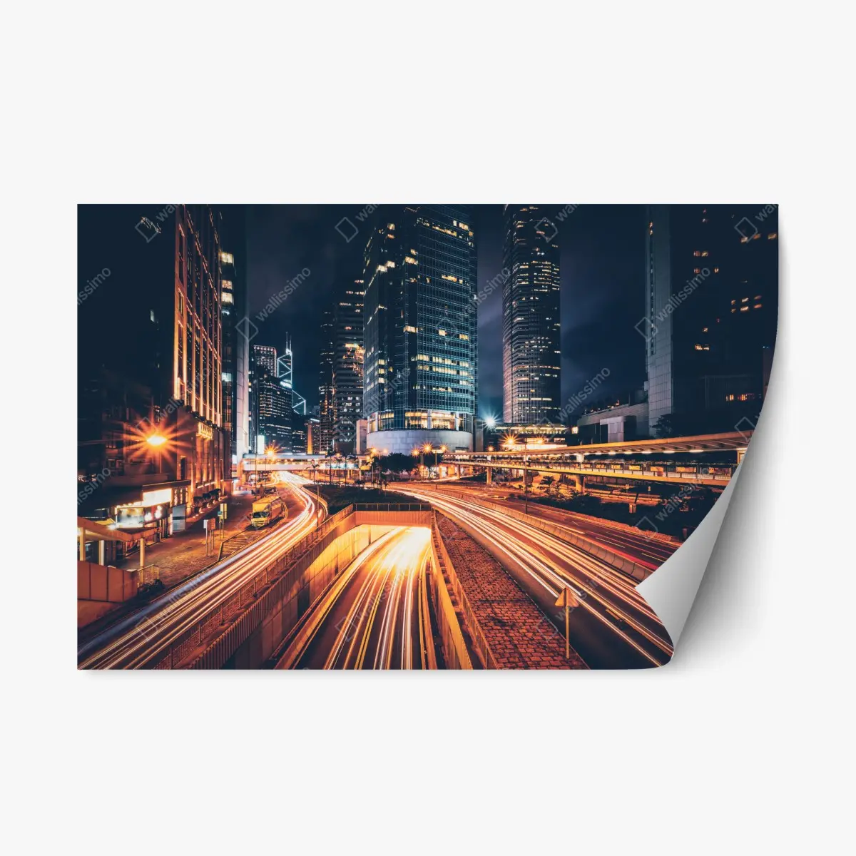 Adesivo riposizionabile metropoli notturna in movimento • Wallissimo®