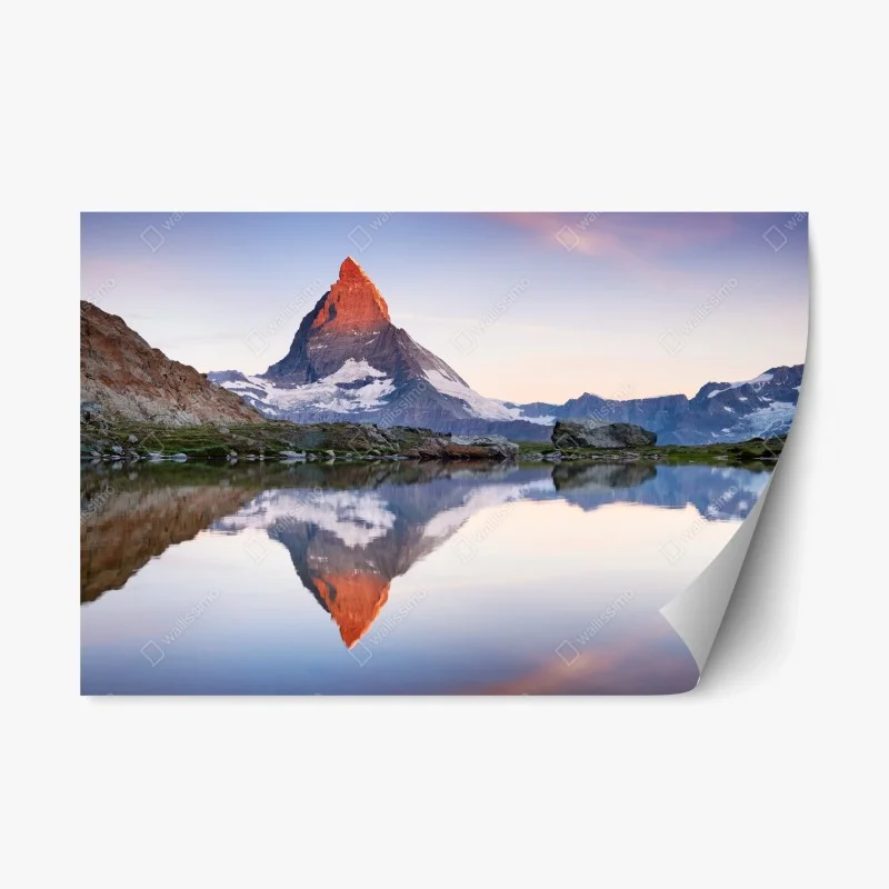Adesivo riposizionabile alba sul Cervino: riflesso sul lago