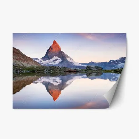 Adesivo riposizionabile alba sul Cervino: riflesso sul lago • Wallissimo®
