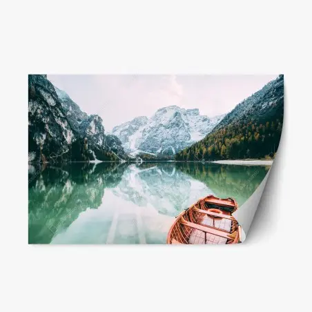 Adesivo riposizionabile serenità sulle sponde del Lago di Braies • Wallissimo®