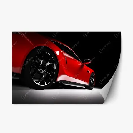 Adesivo riposizionabile profilo dinamico di una coupé rossa • Wallissimo®