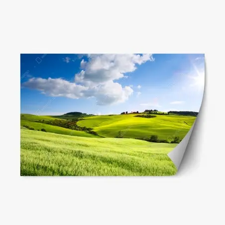 Adesivo riposizionabile tramonto sulle colline della Toscana • Wallissimo®