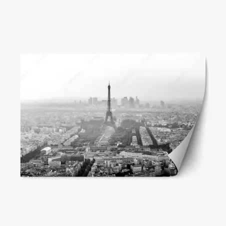 Adesivo riposizionabile vista aerea monocromatica di Parigi con la Torre Eiffel • Wallissimo®
