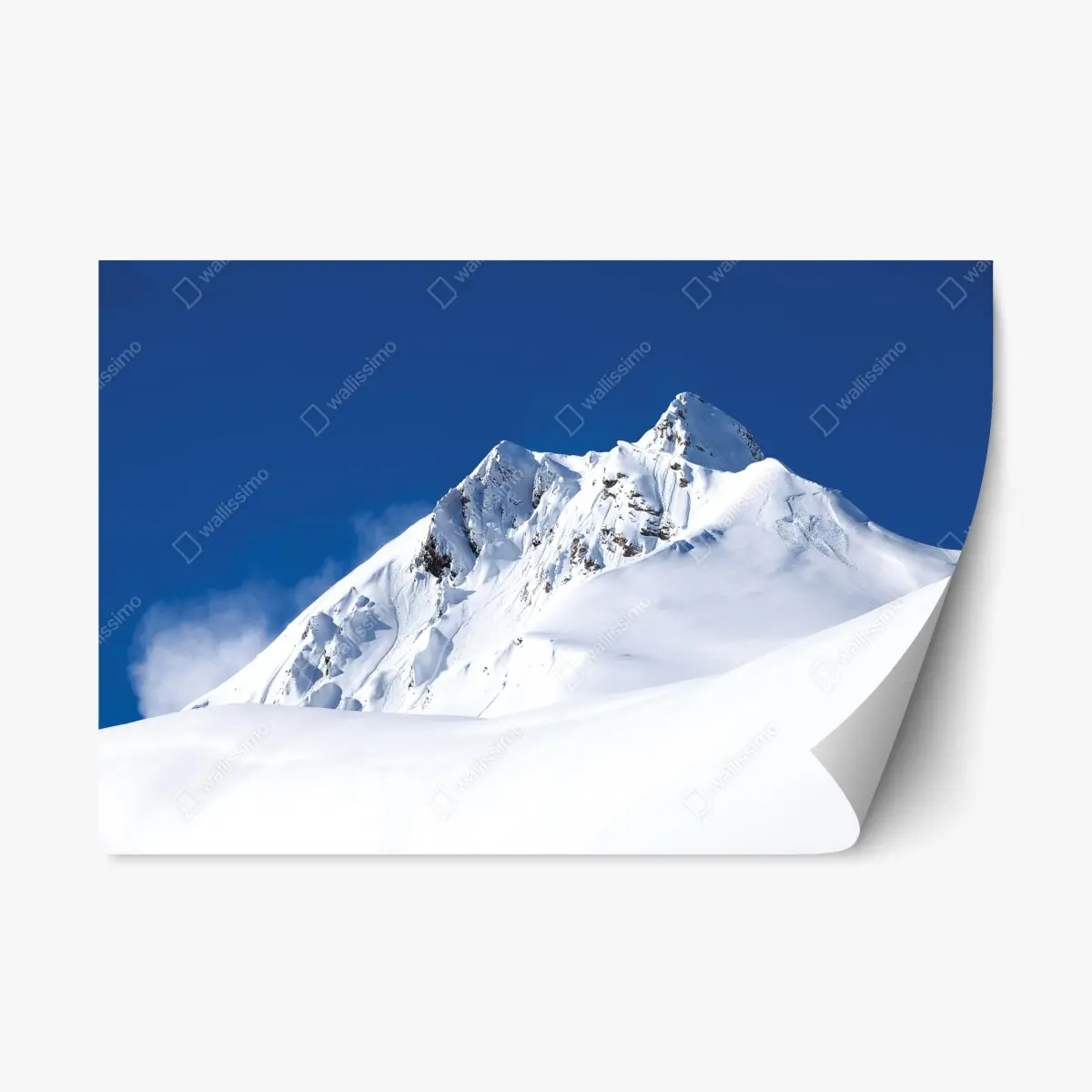 Adesivo riposizionabile cima innevata sotto un cielo terso • Wallissimo®