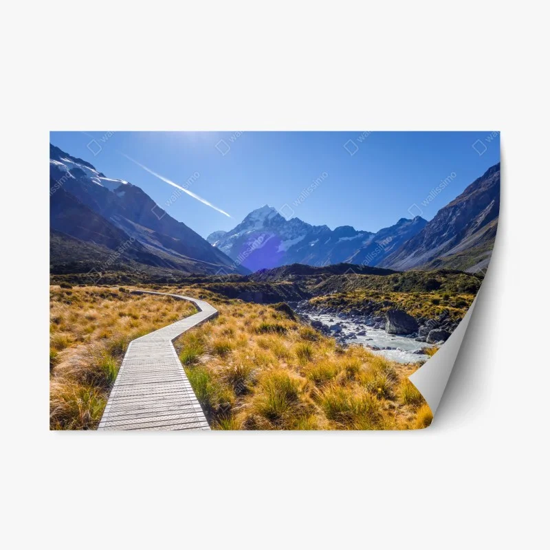 Adesivo riposizionabile sentiero panoramico nella Hooker Valley verso Aoraki Mount Cook