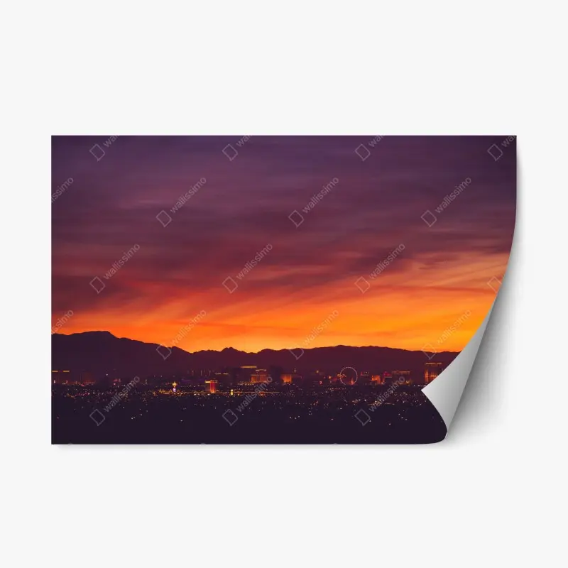 Adesivo riposizionabile panorama urbano al tramonto su Las Vegas