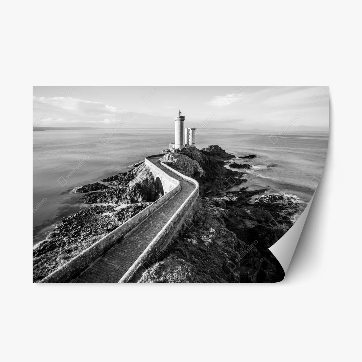 Adesivo riposizionabile faro solitario sulla scogliera con passerella • Wallissimo® Adesivo riposizionabile faro solitario sulla scogliera con passerella • Wallissimo®