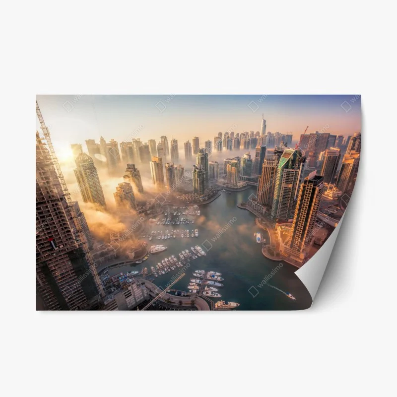 Adesivo riposizionabile vista aerea della Dubai Marina al tramonto