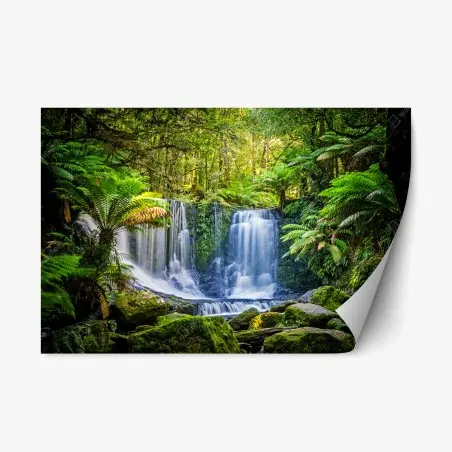 Adesivo riposizionabile oasi verde a Horseshoe Falls, Mt Field, Tasmania • Wallissimo®
