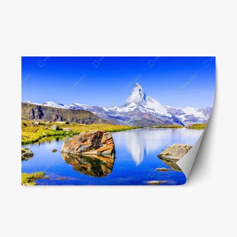 Adesivo riposizionabile riflesso del Cervino sul lago Stellisee