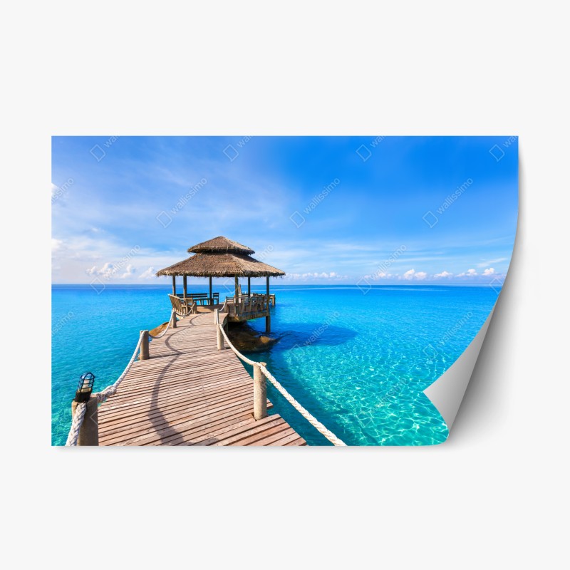 Adesivo riposizionabile pontile tropicale sul mare turchese