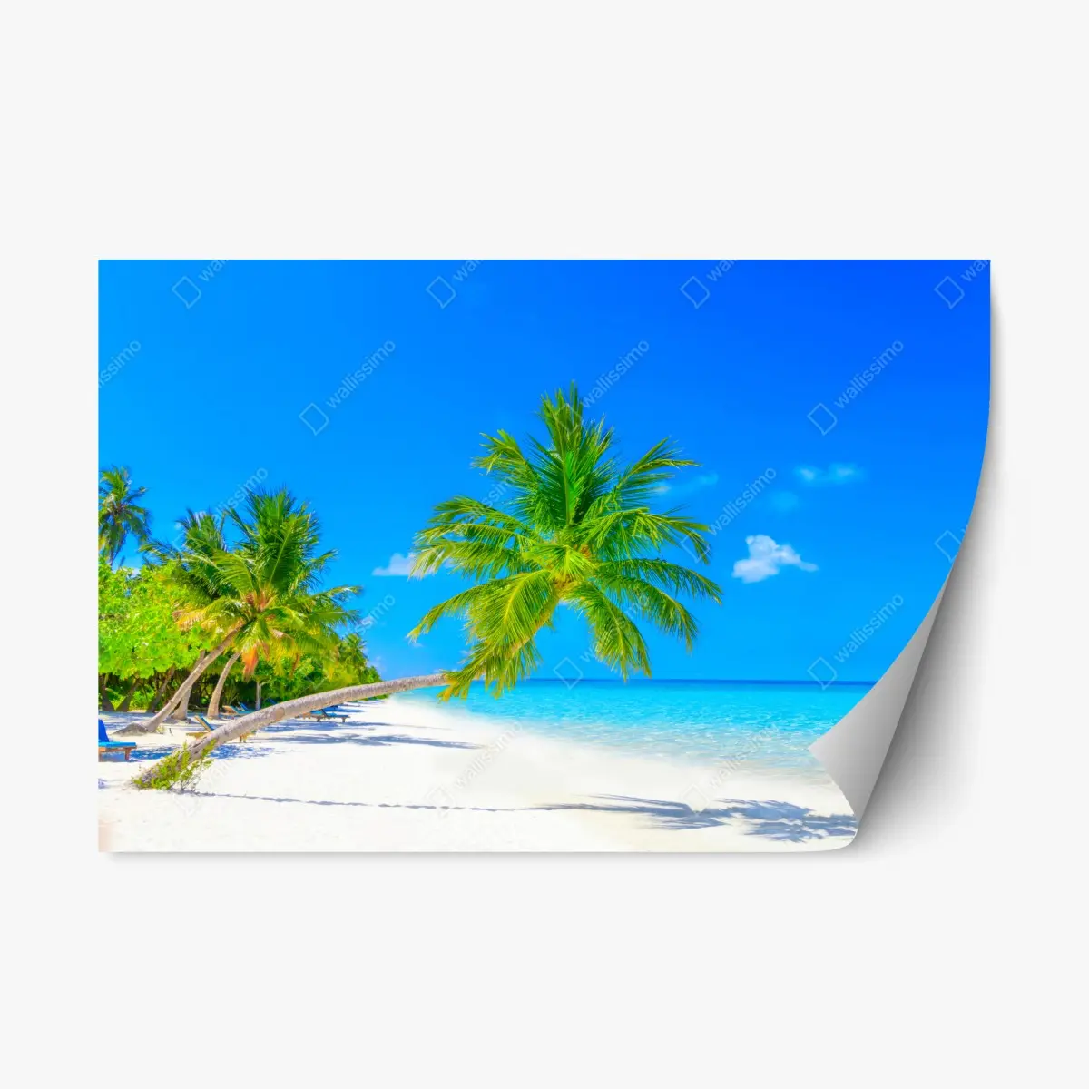 Adesivo riposizionabile spiaggia paradisiaca alle Maldive • Wallissimo®