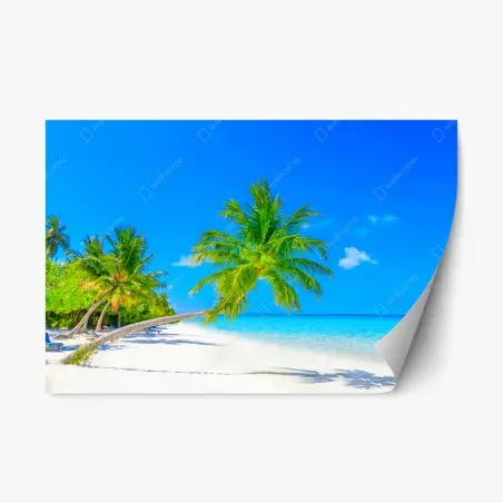 Adesivo riposizionabile spiaggia paradisiaca alle Maldive • Wallissimo®