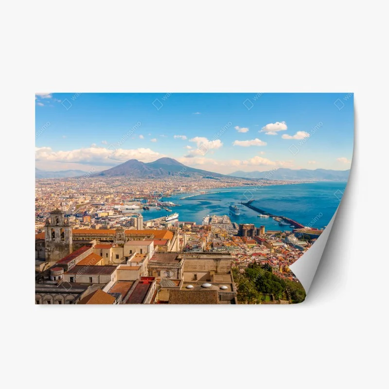 Adesivo riposizionabile panorama di Napoli con il Vesuvio sullo sfondo
