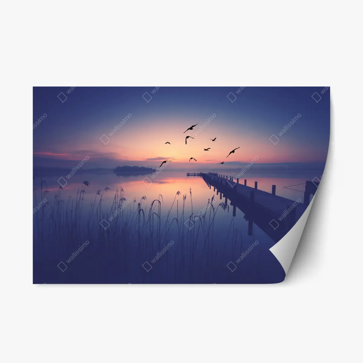 Adesivo riposizionabile molo al tramonto • Wallissimo®