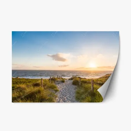Adesivo riposizionabile passerella verso il mare al tramonto • Wallissimo®