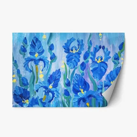 Adesivo riposizionabile fioritura di iris blu • Wallissimo®