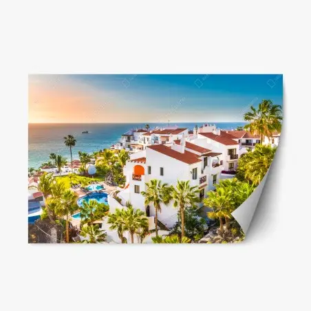 Adesivo riposizionabile paesaggio costiero di Tenerife al tramonto • Wallissimo®