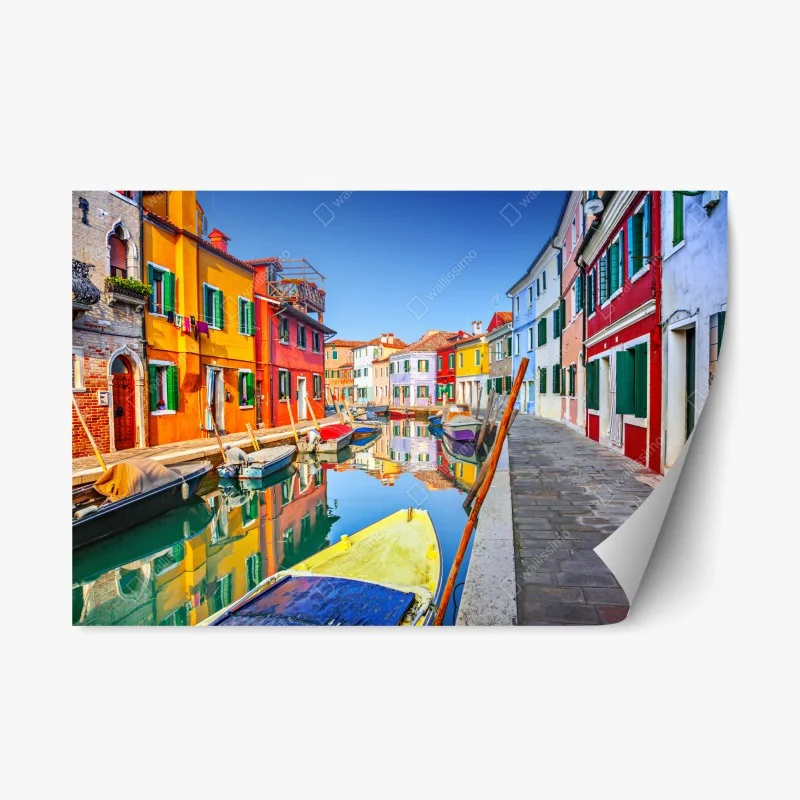 Adesivo riposizionabile vibrante scorcio di Burano sul canale