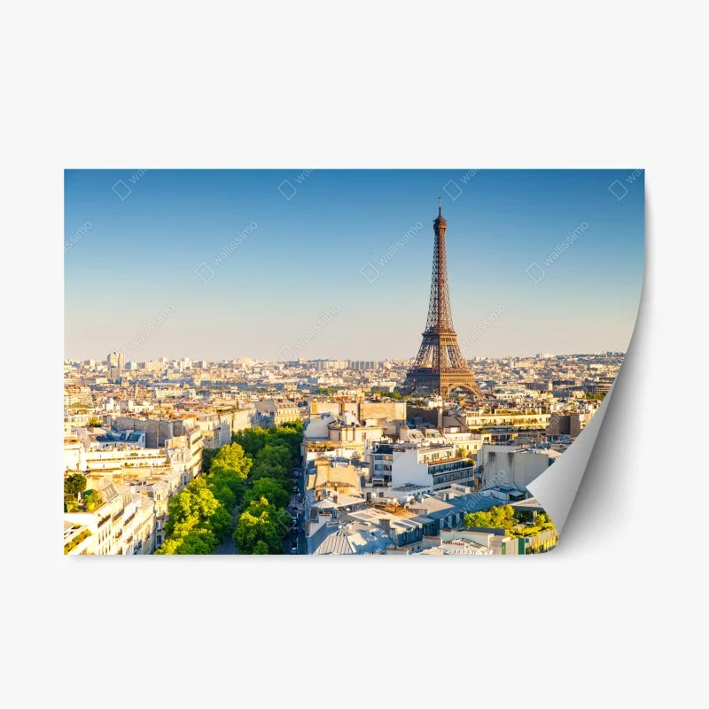 Adesivo riposizionabile veduta panoramica di Parigi con Torre Eiffel