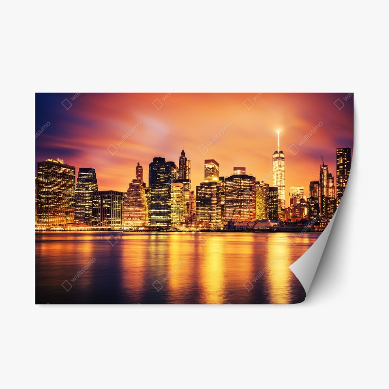 Adesivo riposizionabile tramonto dorato su Manhattan