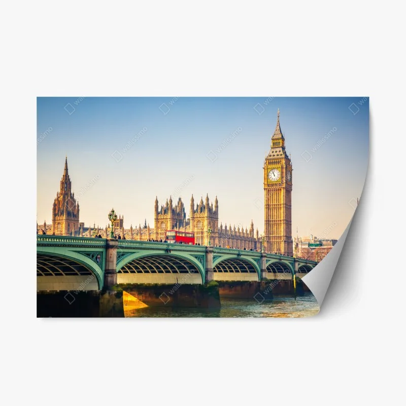 Adesivo riposizionabile panorama iconico di Londra con Big Ben e Palazzo di Westminster