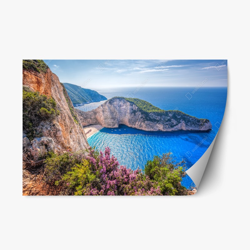 Adesivo riposizionabile vista panoramica di Navagio, Zakynthos al tramonto