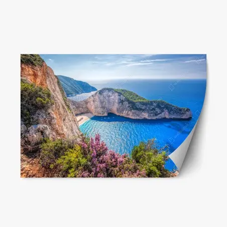 Adesivo riposizionabile vista panoramica di Navagio, Zakynthos al tramonto • Wallissimo®