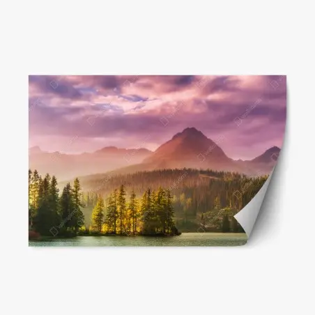 Adesivo riposizionabile tramonto magico a Štrbské Pleso • Wallissimo®