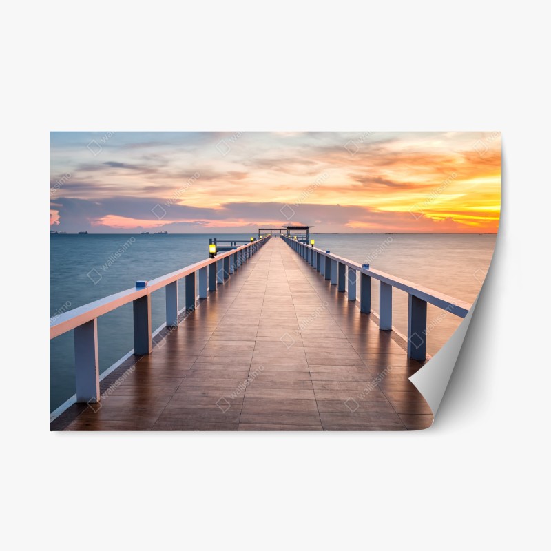 Adesivo riposizionabile passerella sul mare al tramonto