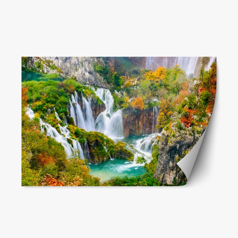 Adesivo riposizionabile cascate autunnali in paesaggio naturale