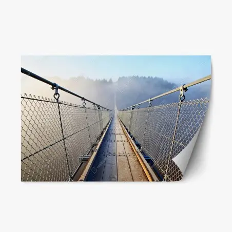Adesivo riposizionabile passerella sospesa nella nebbia • Wallissimo®