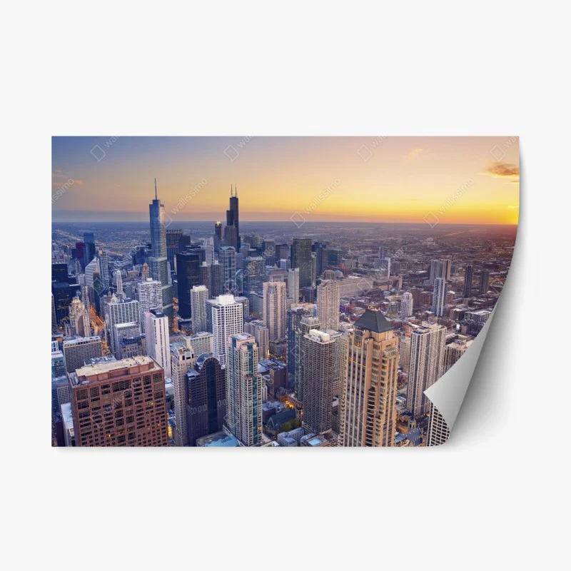 Adesivo riposizionabile skyline di Chicago al tramonto